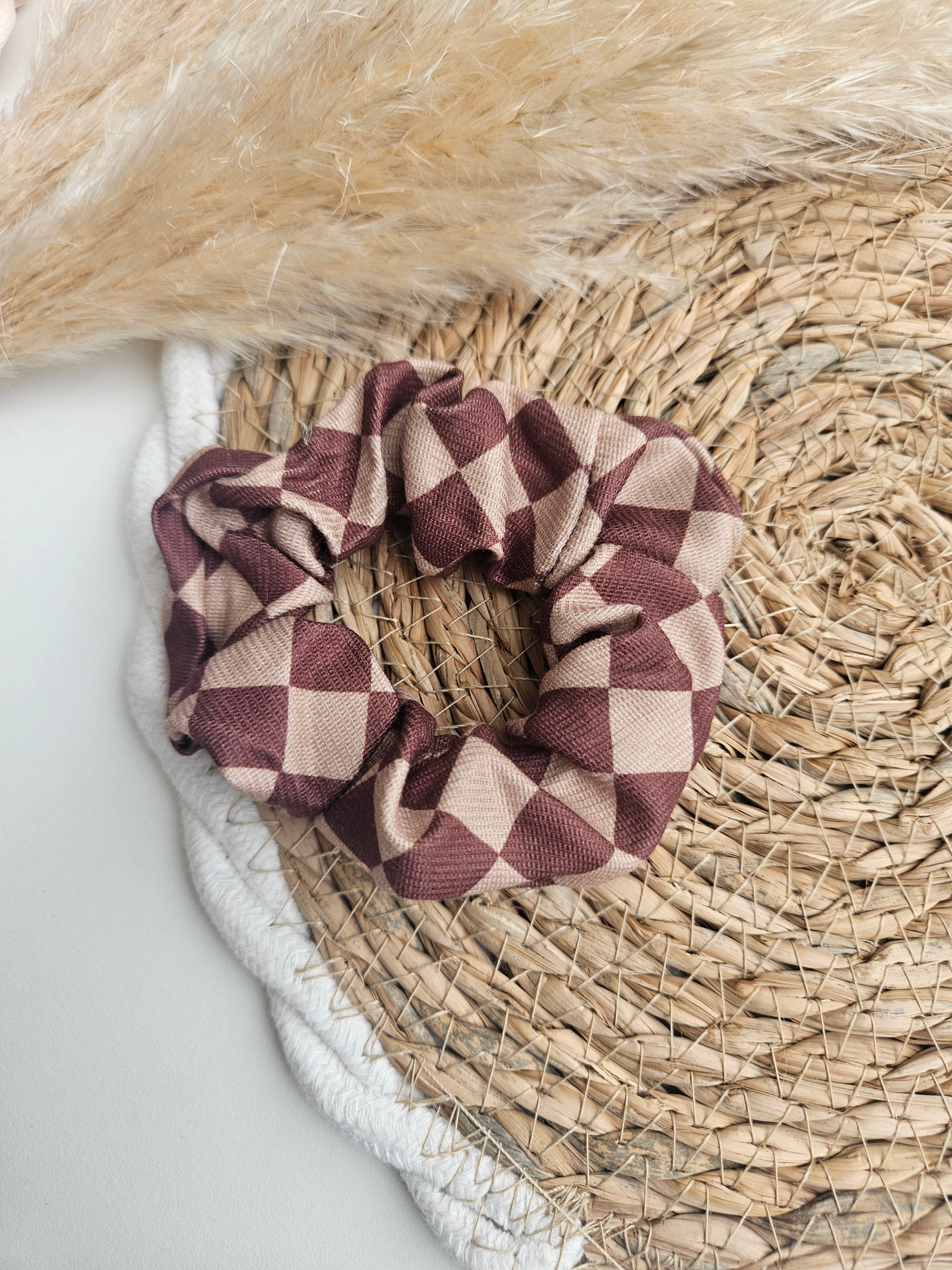 Chouchou upcyclé – Couleurs terre & soleil