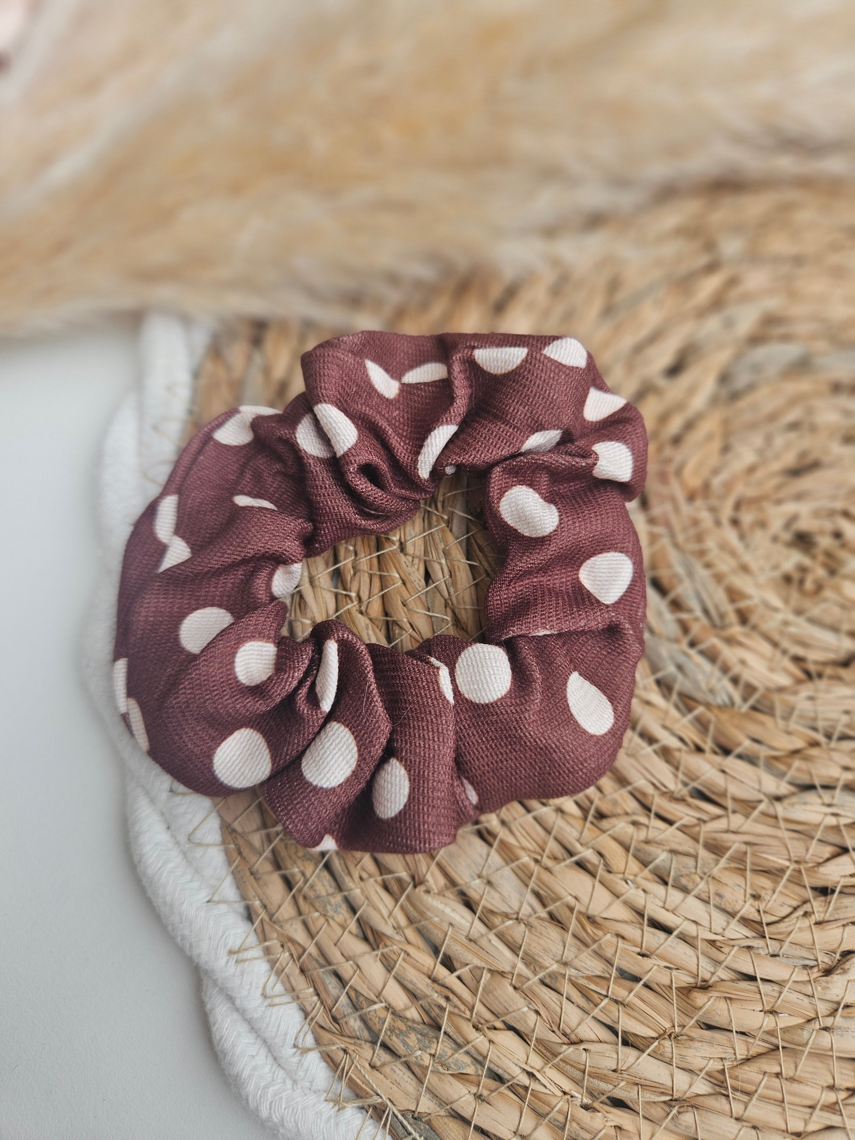 Chouchou upcyclé – Couleurs terre & soleil