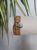 Bracelet tissu marron avec breloque oeil