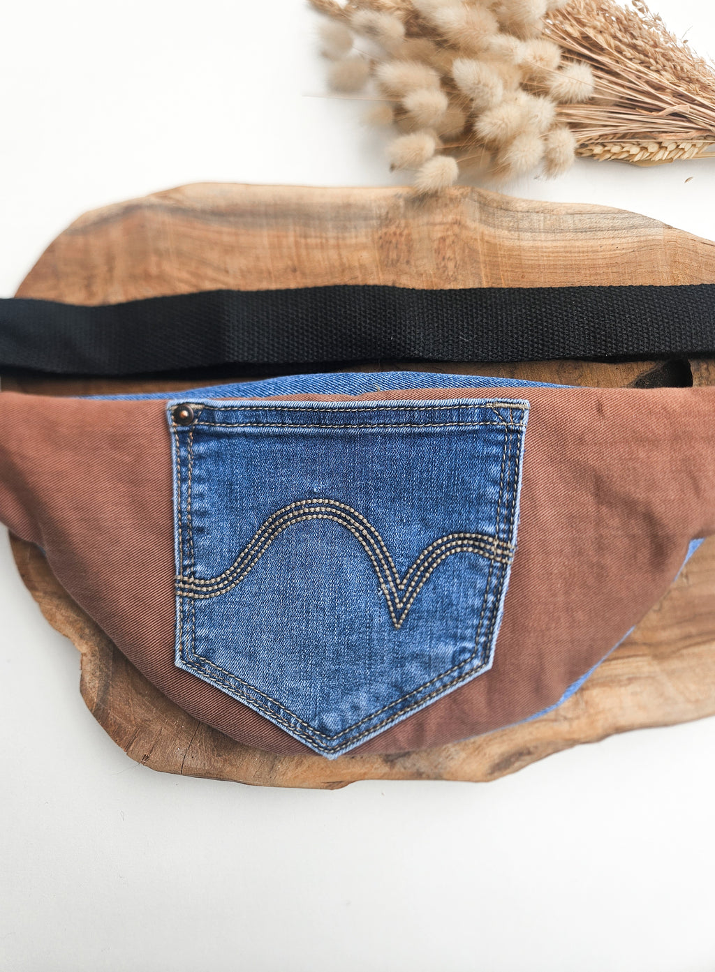 Banane jean damier bleu & marron