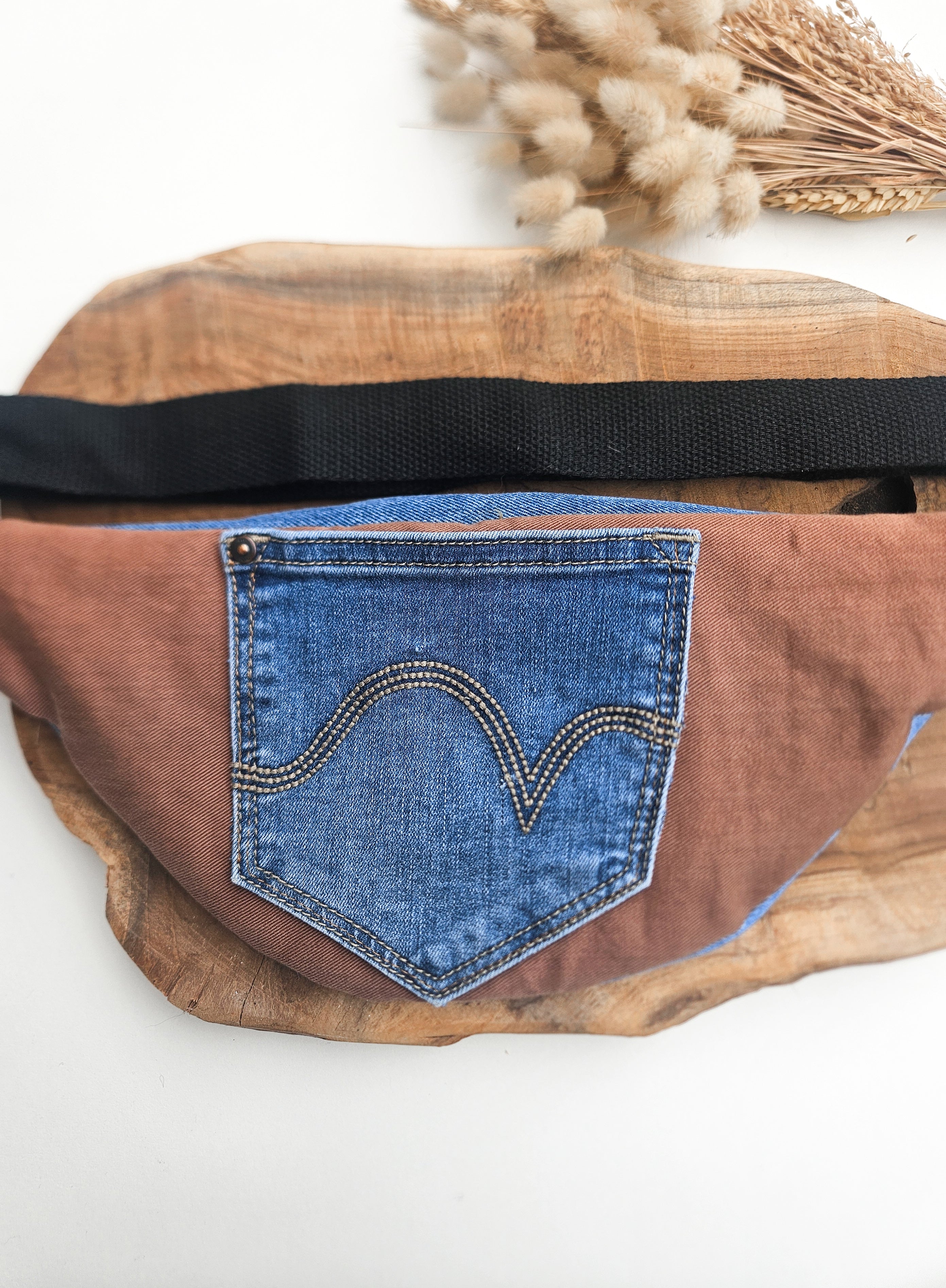 Banane jean damier bleu & marron