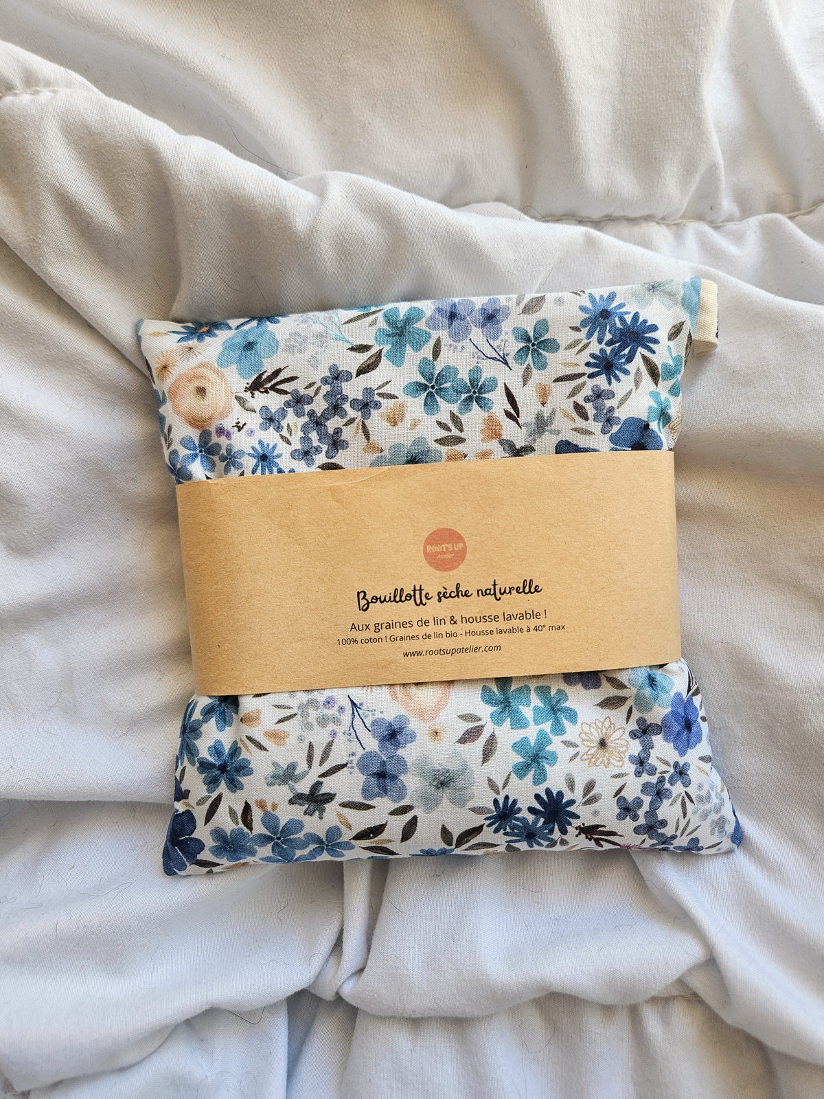 Bouillotte sèche – Tissu coton et lin – Housse déhoussable – Pièce unique