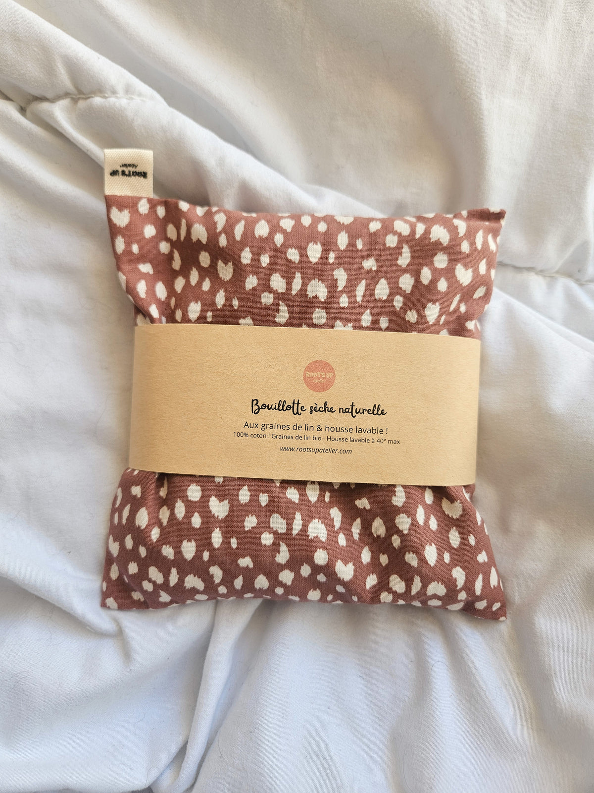 Bouillotte sèche – Tissu coton et lin – Housse déhoussable – Pièce unique