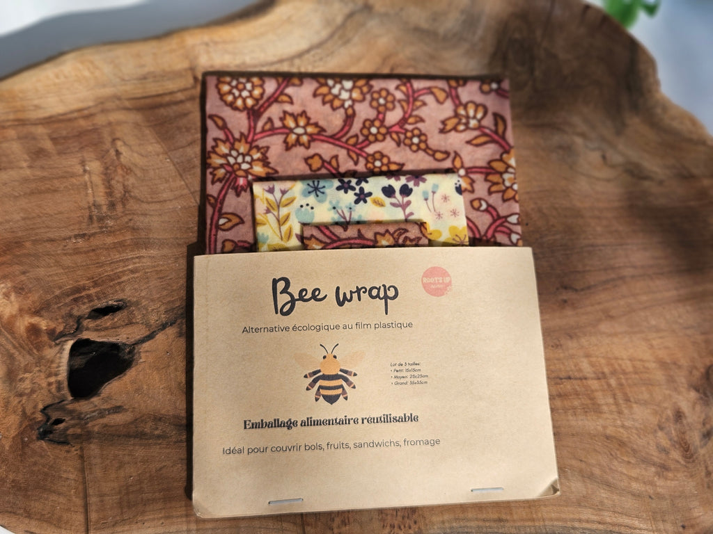 Lot de 3 Bee Wraps – Alternative Écologique au Film Alimentaire
