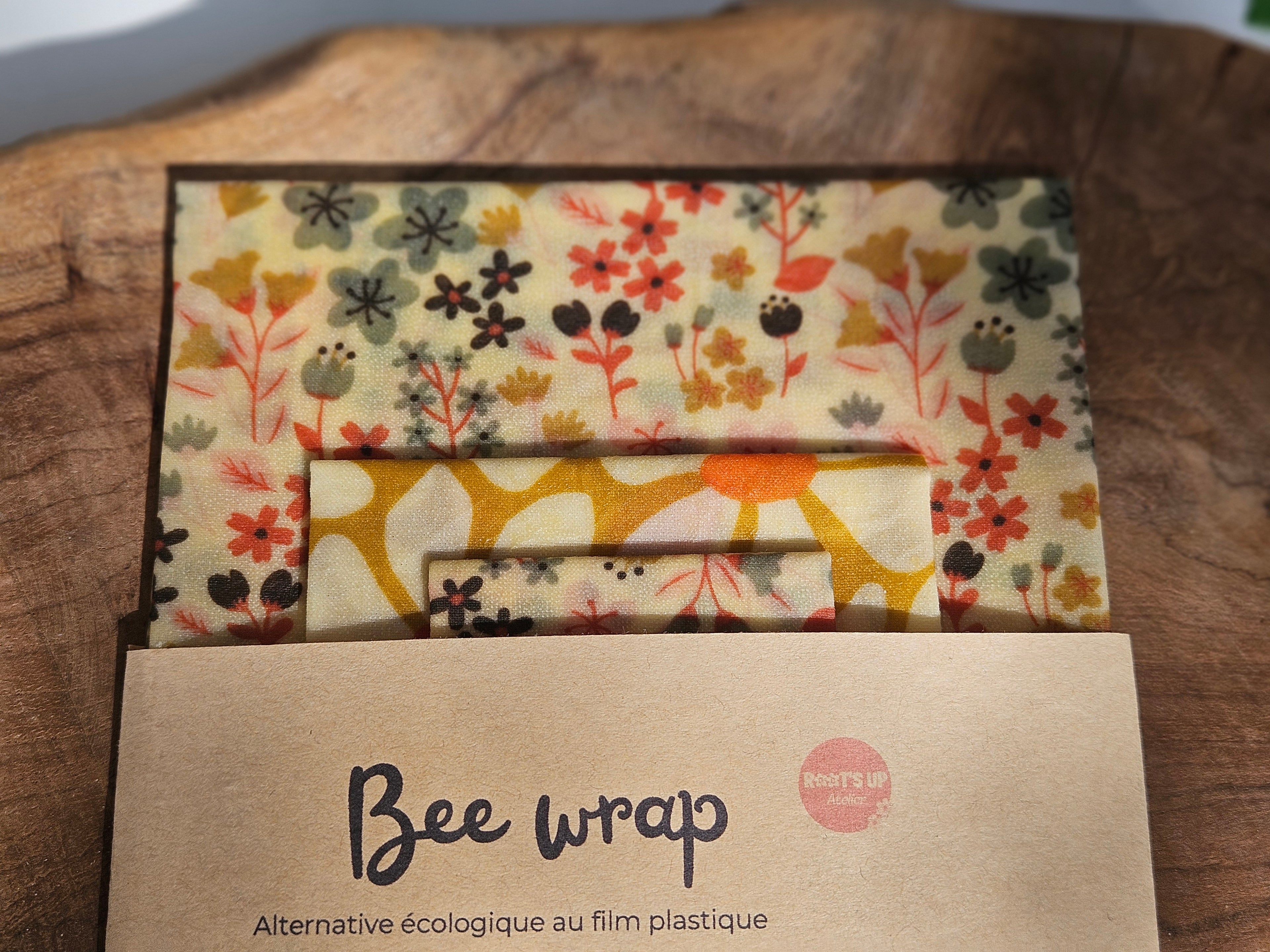 Lot de 3 Bee Wraps – Alternative Écologique au Film Alimentaire