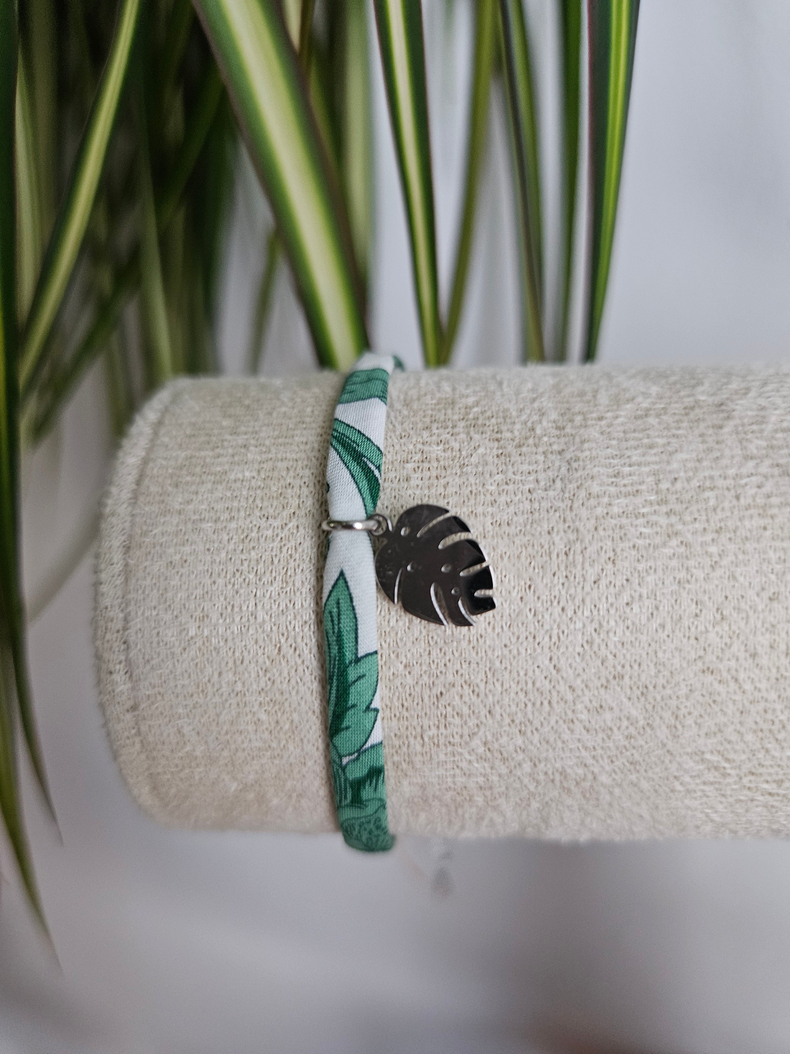 Bracelet Tissu Fleuille monstera