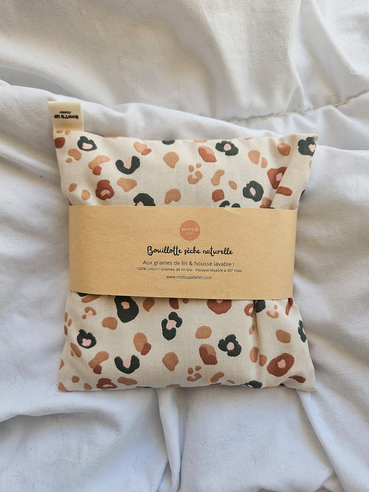 Bouillotte sèche – Tissu coton et lin – Housse déhoussable – Pièce unique