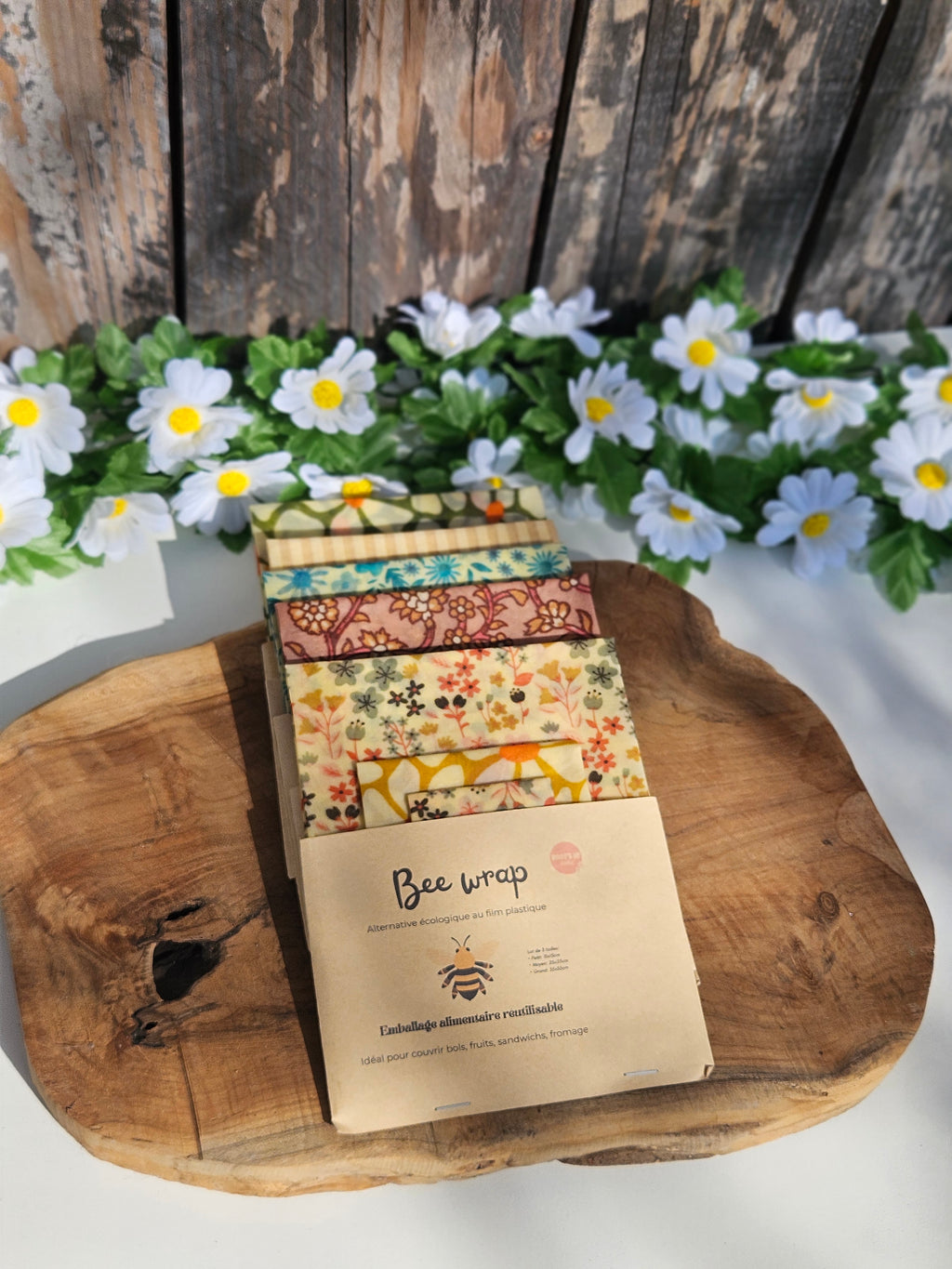 Lot de 3 Bee Wraps – Alternative Écologique au Film Alimentaire