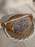 Banane Velours Côtelé Caramel / Miel & Motif Fleuri