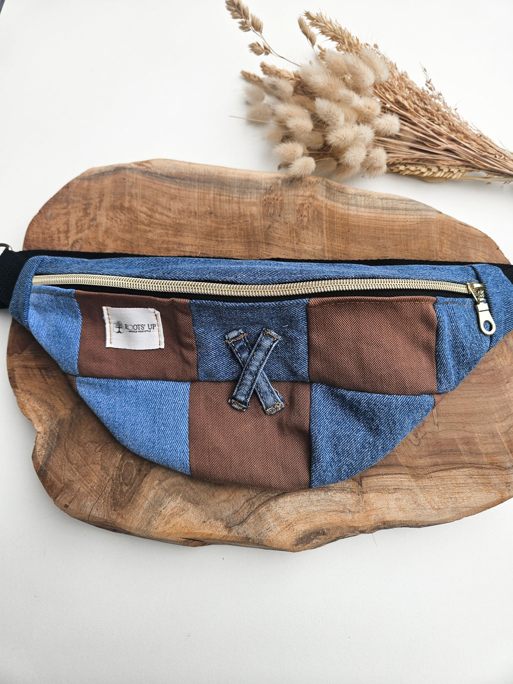 Banane jean damier bleu & marron