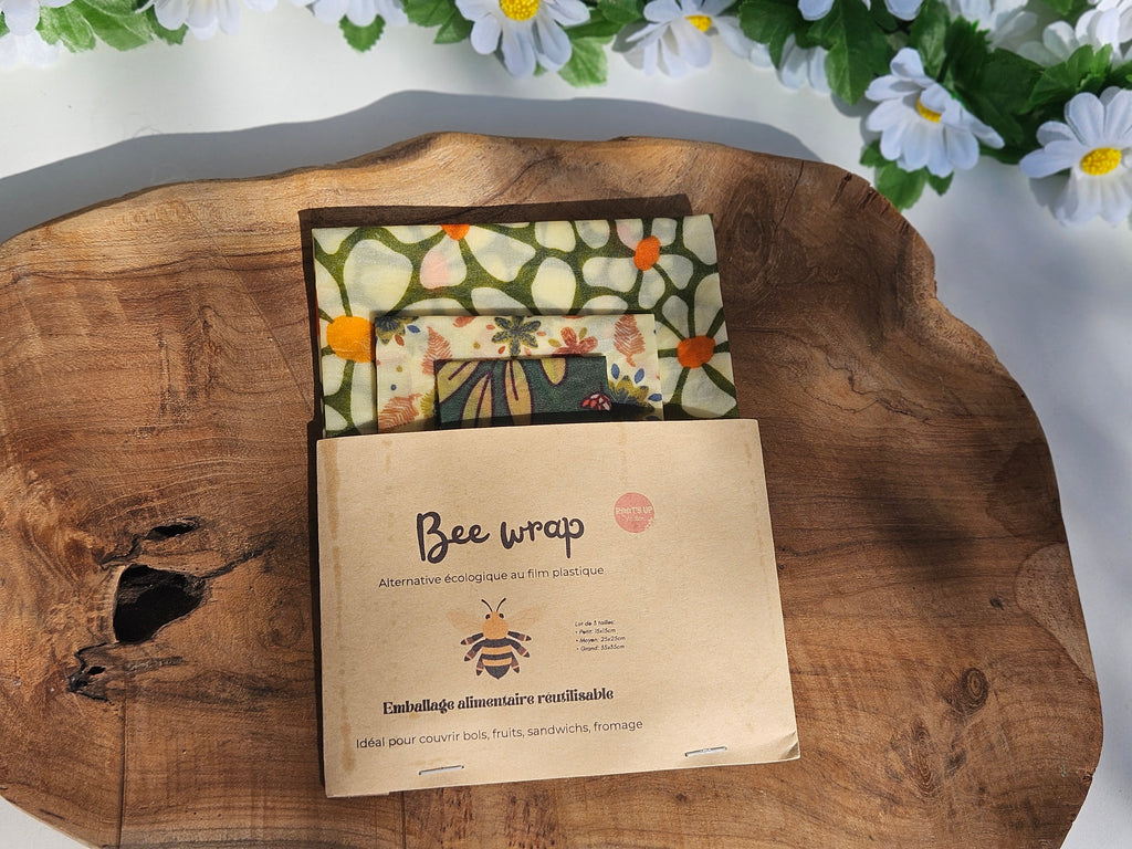 Lot de 3 Bee Wraps – Alternative Écologique au Film Alimentaire