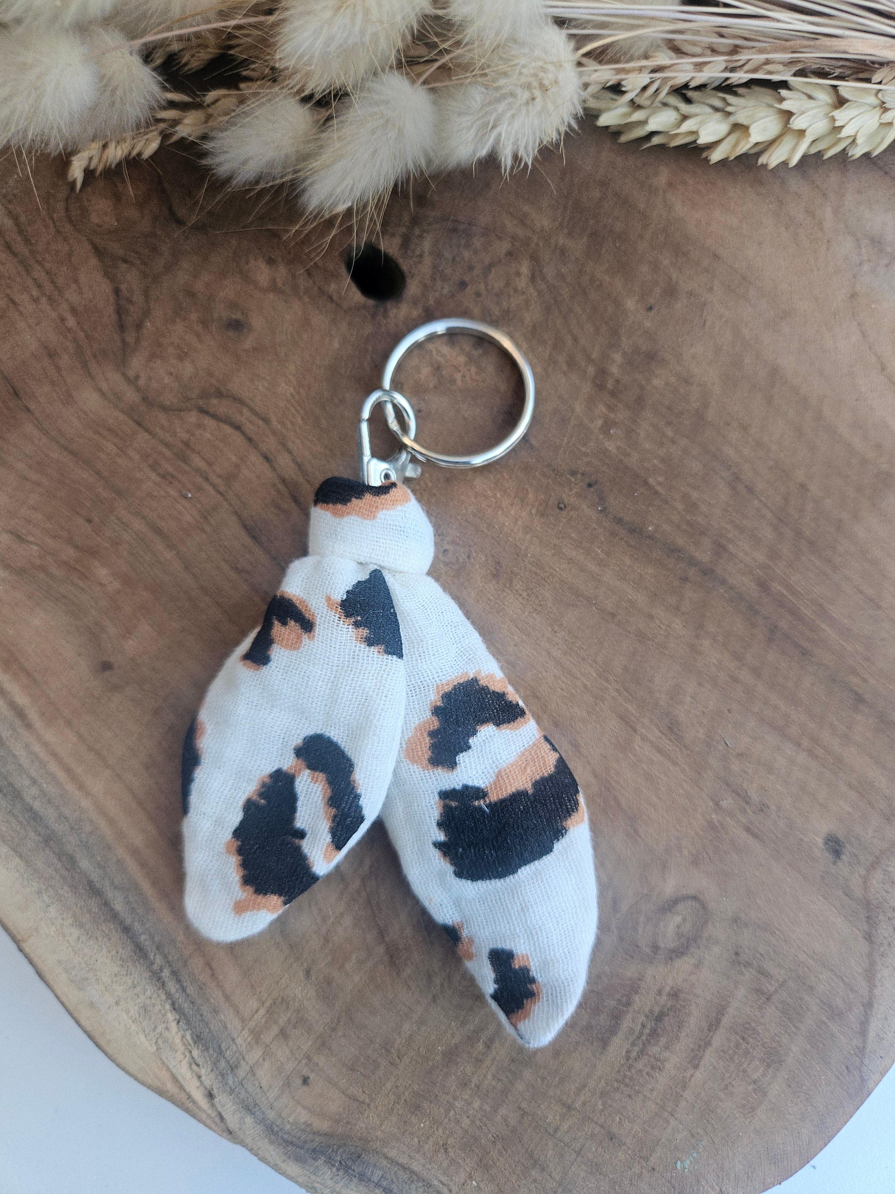 Porte-clés nœud en tissu upcycling