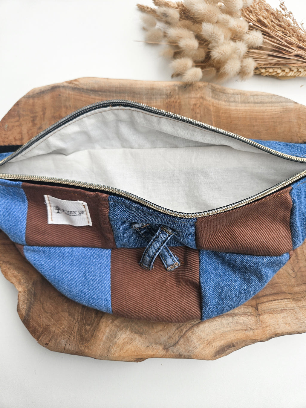 Banane jean damier bleu & marron