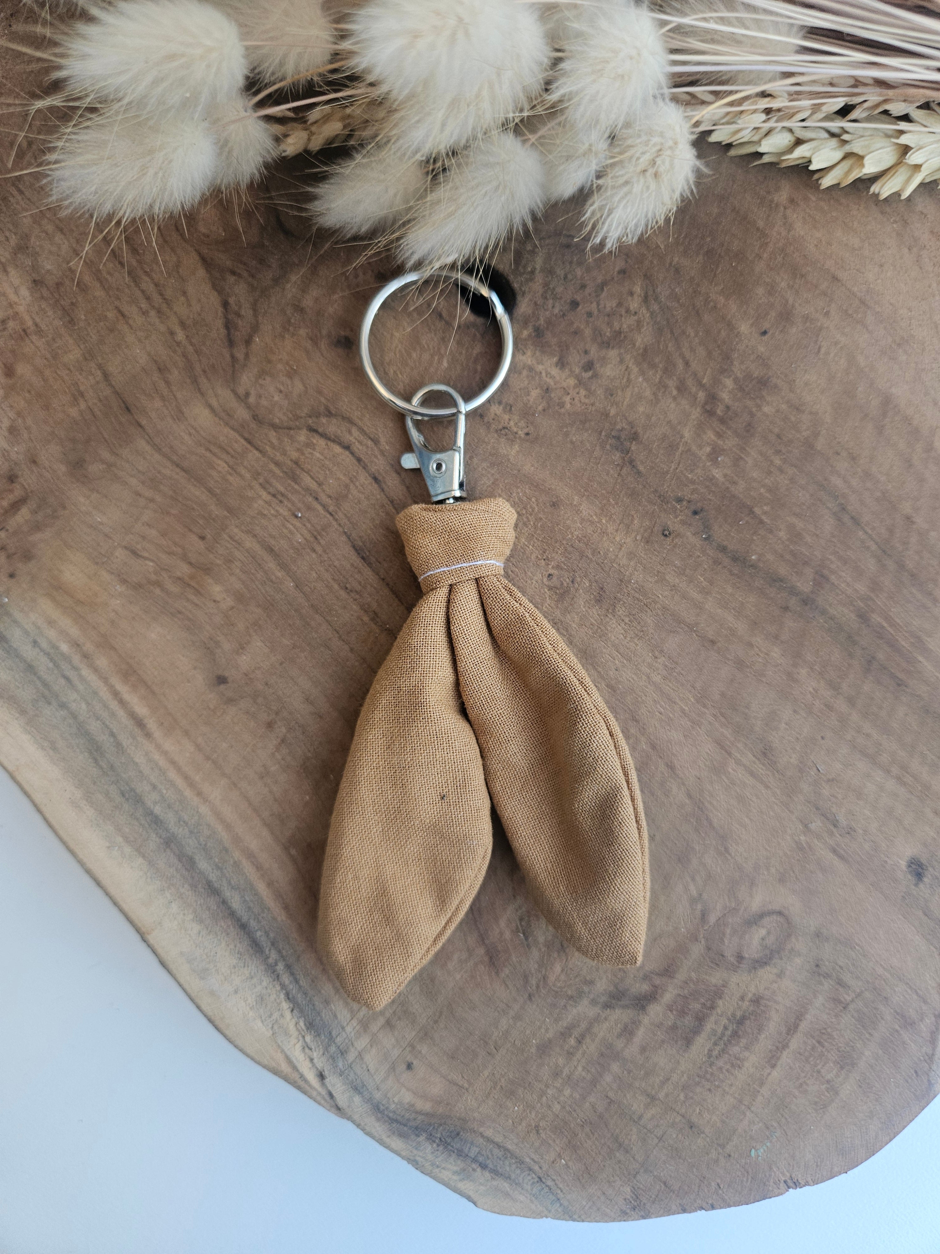 Porte-clés nœud en tissu upcycling